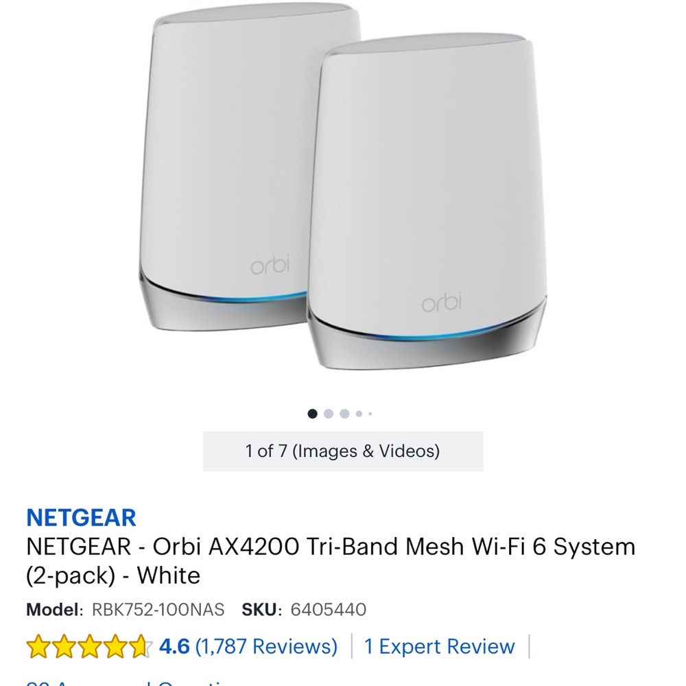 NETGEAR - Orbi AX4200 Tri-Band Mesh Wi-Fi 6 System (2-pack) - White